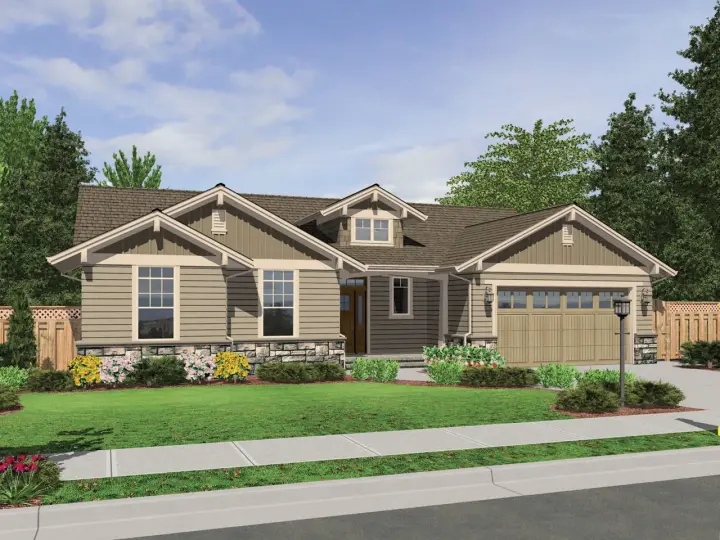 Craftsman house plans 74-143 - front exterior, 1,728 sq ft, 3 bed, 2 bath house plans | Monster House Plans