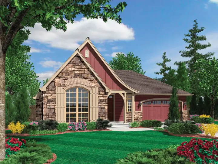 Cottage house plans 74-150 - front exterior, 1,802 sq ft, 3 bed, 2 bath house plans | Monster House Plans