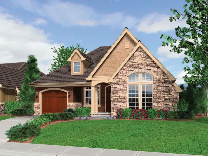 Cottage house plans 74-153 - front exterior, 1,559 sq ft, 3 bed, 2 bath house plans | Monster House Plans