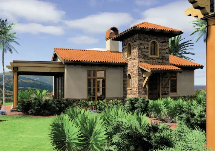 Coastal house plans 74-156 - front exterior, 972 sq ft, 1 bed, 1 bath house plans | Monster House Plans