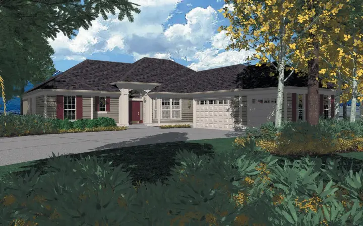 Traditional house plans 74-168 - front exterior, 2,155 sq ft, 3 bed, 2 bath house plans | Monster House Plans