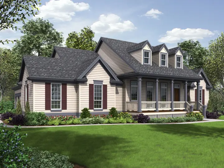Cape Cod house plans 74-183 - front exterior, 2,367 sq ft, 3 bed, 2 bath house plans | Monster House Plans