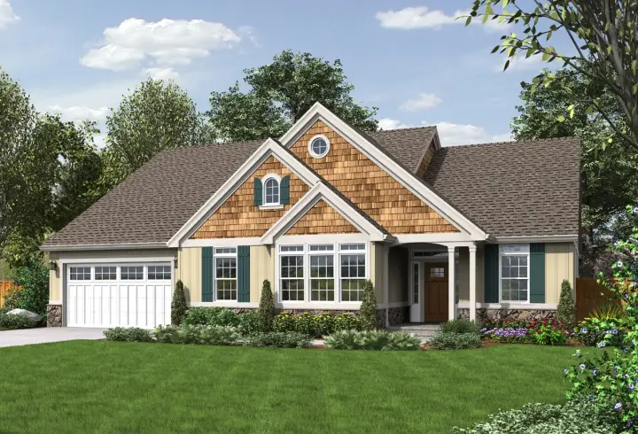 Craftsman house plans 74-184 - front exterior, 2,001 sq ft, 3 bed, 2 bath house plans | Monster House Plans
