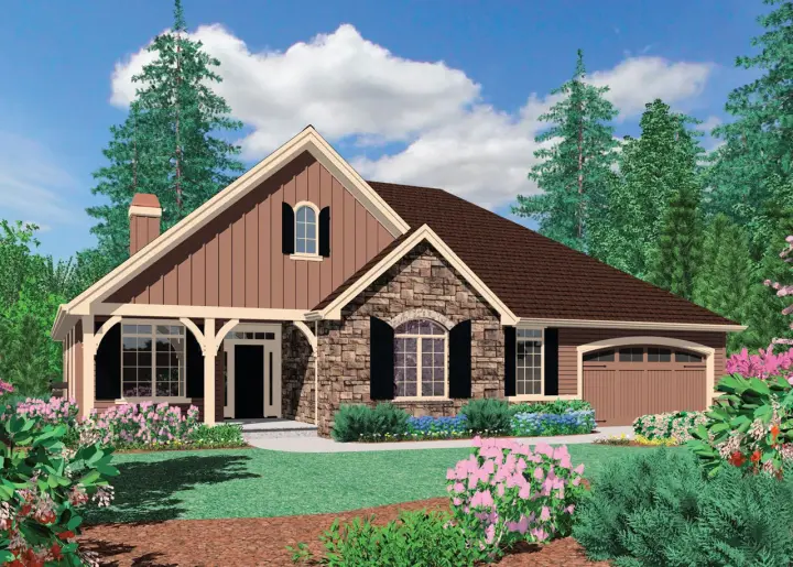 Craftsman house plans 74-185 - front exterior, 2,013 sq ft, 3 bed, 2 bath house plans | Monster House Plans