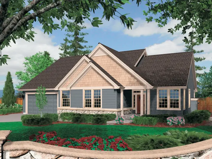 Craftsman house plans 74-189 - front exterior, 2,000 sq ft, 3 bed, 2 bath house plans | Monster House Plans