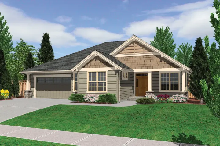 Craftsman house plans 74-190 - front exterior, 2,000 sq ft, 3 bed, 2 bath house plans | Monster House Plans