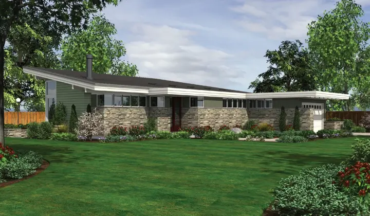 Contemporary house plans 74-198 - front exterior, 2,498 sq ft, 3 bed, 2 bath house plans | Monster House Plans