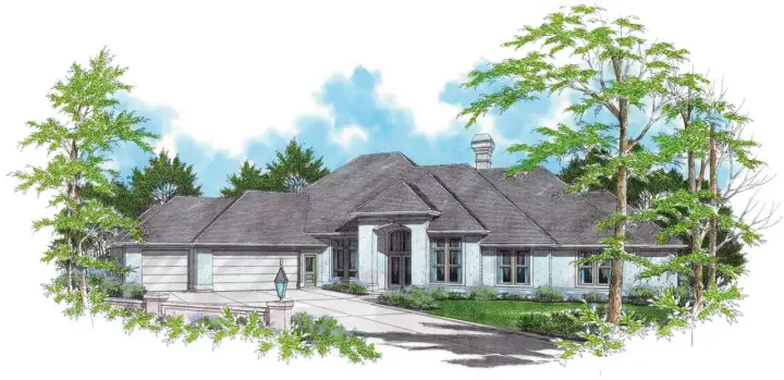 European house plans 74-204 - front exterior, 3,243 sq ft, 3 bed, 2 bath house plans | Monster House Plans