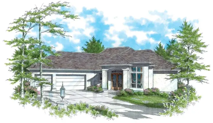 European house plans 74-205 - front exterior, 3,557 sq ft, 3 bed, 2 bath house plans | Monster House Plans