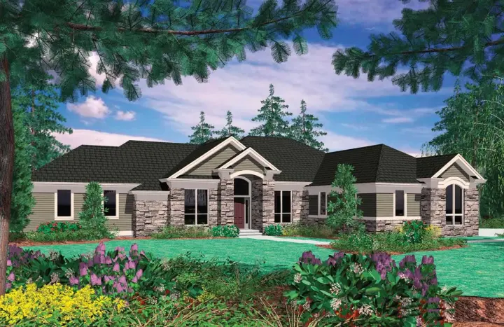 Traditional house plans 74-212 - front exterior, 3,468 sq ft, 3 bed, 3 bath house plans | Monster House Plans