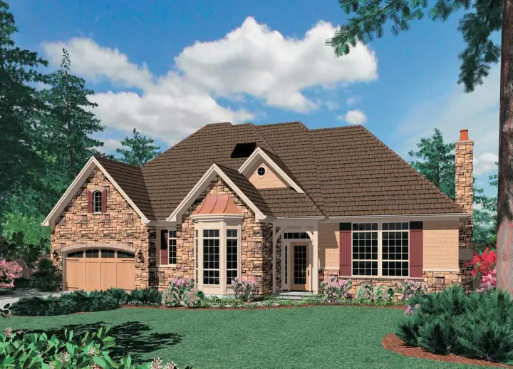 Traditional house plans 74-214 - front exterior, 3,955 sq ft, 4 bed, 3 bath house plans | Monster House Plans