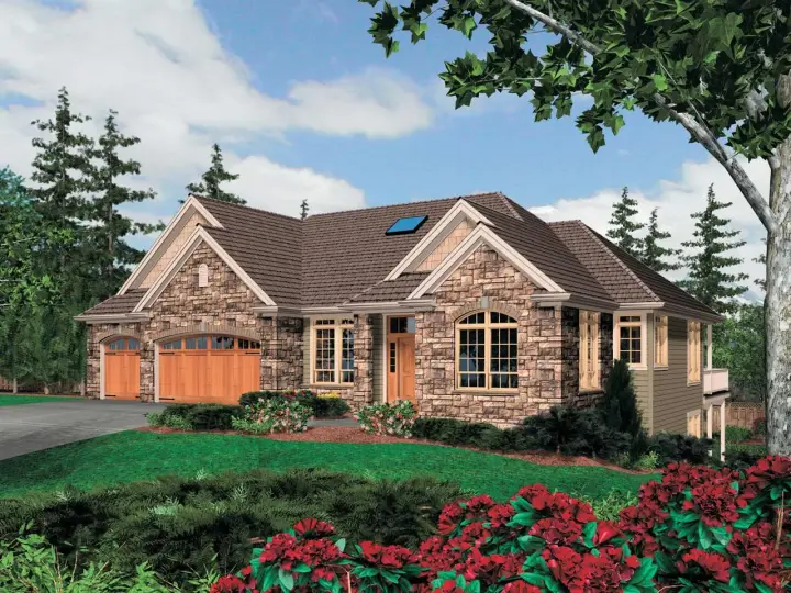 Craftsman house plans 74-215 - front exterior, 3,682 sq ft, 4 bed, 4 bath house plans | Monster House Plans