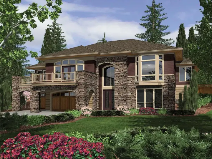 Contemporary house plans 74-217 - front exterior, 3,317 sq ft, 4 bed, 3 bath house plans | Monster House Plans
