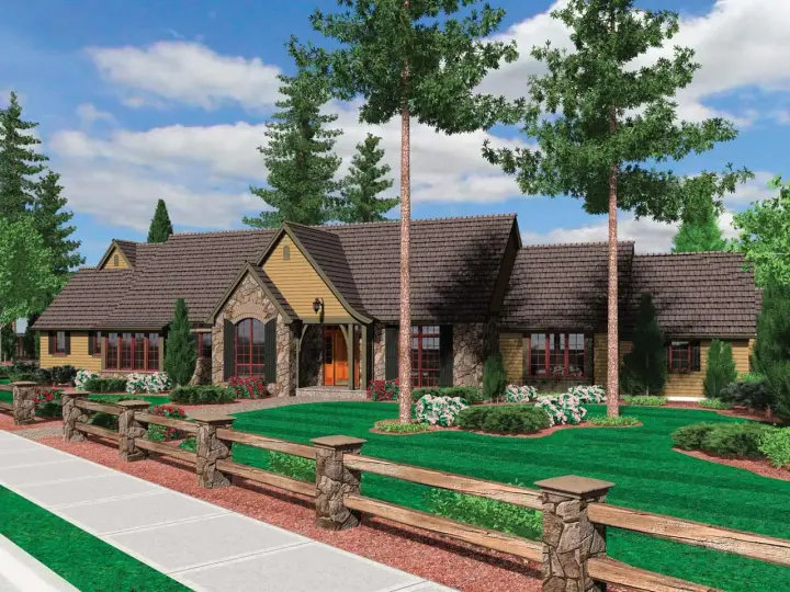 Craftsman house plans 74-218 - front exterior, 3,940 sq ft, 3 bed, 2 bath house plans | Monster House Plans