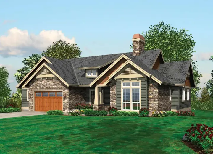 Craftsman house plans 74-221 - front exterior, 3,459 sq ft, 4 bed, 3 bath house plans | Monster House Plans