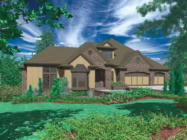 European house plans 74-229 - front exterior, 4,808 sq ft, 4 bed, 4 bath house plans | Monster House Plans