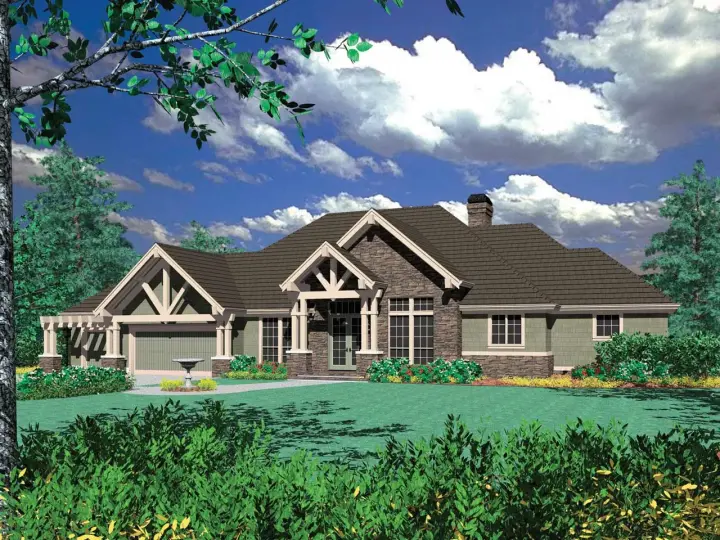 Craftsman house plans 74-231 - front exterior, 4,435 sq ft, 3 bed, 2 bath house plans | Monster House Plans