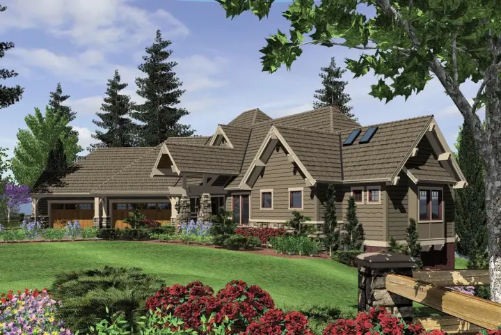 Craftsman house plans 74-236 - front exterior, 4,732 sq ft, 4 bed, 3 bath house plans | Monster House Plans