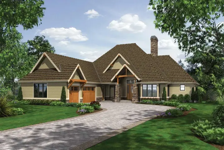 Craftsman house plans 74-239 - front exterior, 4,333 sq ft, 4 bed, 4 bath house plans | Monster House Plans