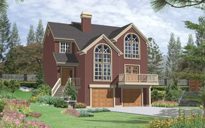 Contemporary house plans 74-245 - front exterior, 1,835 sq ft, 3 bed, 2 bath house plans | Monster House Plans