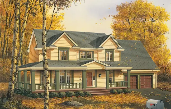 Farmhouse house plans 74-256 - front exterior, 1,902 sq ft, 3 bed, 2 bath house plans | Monster House Plans