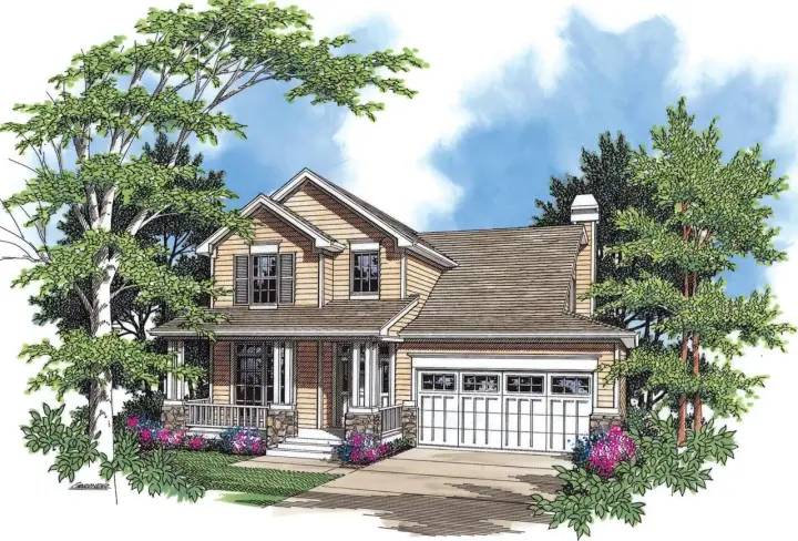 Traditional house plans 74-261 - front exterior, 1,945 sq ft, 4 bed, 2 bath house plans | Monster House Plans