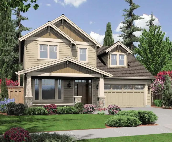 Craftsman house plans 74-273 - front exterior, 1,943 sq ft, 3 bed, 2 bath house plans | Monster House Plans