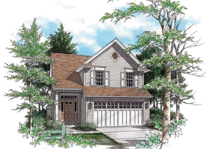 Traditional house plans 74-278 - front exterior, 1,501 sq ft, 3 bed, 2 bath house plans | Monster House Plans