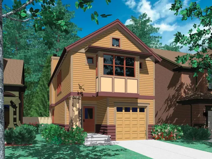 Craftsman house plans 74-282 - front exterior, 1,421 sq ft, 3 bed, 2 bath house plans | Monster House Plans