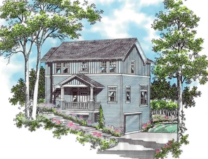 Coastal house plans 74-286 - front exterior, 1,539 sq ft, 3 bed, 2 bath house plans | Monster House Plans