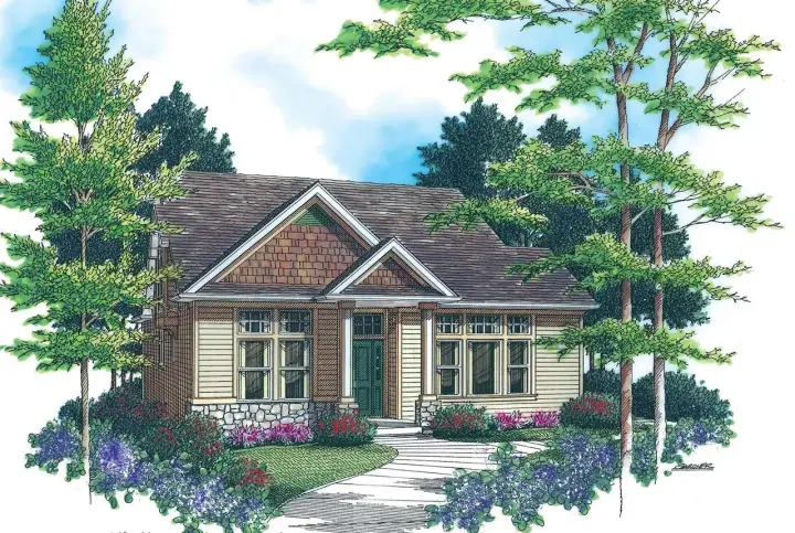 Craftsman house plans 74-288 - front exterior, 1,815 sq ft, 3 bed, 2 bath house plans | Monster House Plans