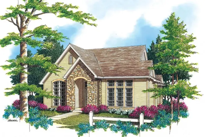 Cottage house plans 74-289 - front exterior, 1,898 sq ft, 3 bed, 2 bath house plans | Monster House Plans