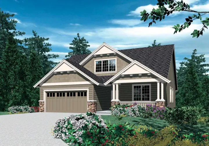 Craftsman house plans 74-290 - front exterior, 1,866 sq ft, 4 bed, 2 bath house plans | Monster House Plans