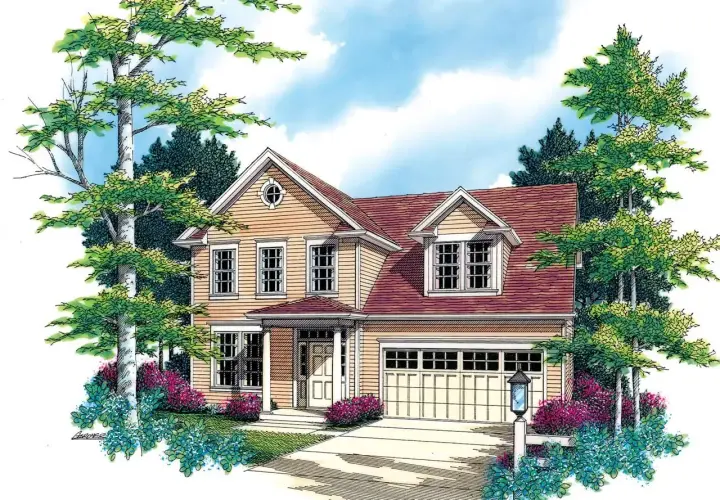 Cape Cod house plans 74-291 - front exterior, 1,877 sq ft, 4 bed, 2 bath house plans | Monster House Plans