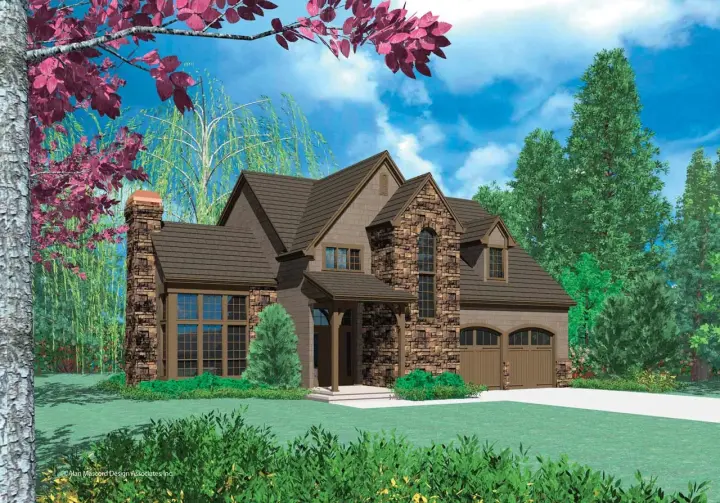 Cottage house plans 74-301 - front exterior, 1,698 sq ft, 4 bed, 3 bath house plans | Monster House Plans