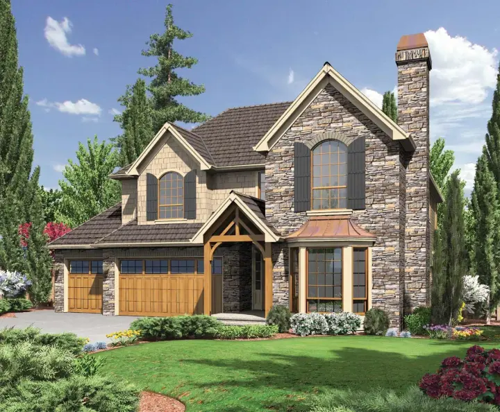 English Country house plans 74-304 - front exterior, 2,912 sq ft, 4 bed, 2 bath house plans | Monster House Plans