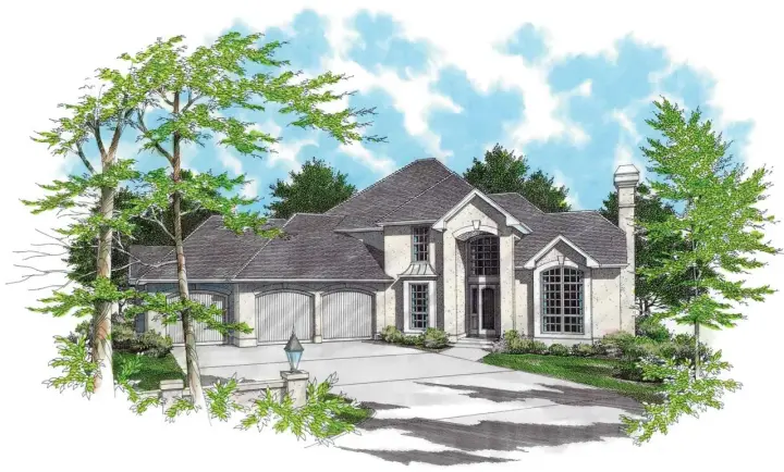 European house plans 74-308 - front exterior, 2,770 sq ft, 5 bed, 3 bath house plans | Monster House Plans