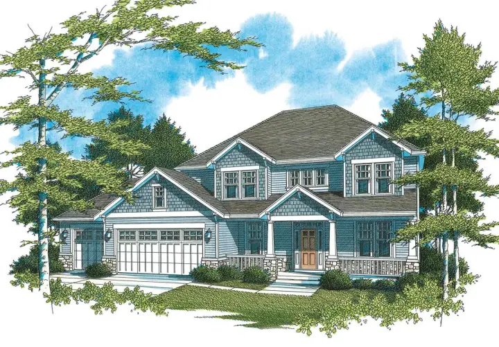 Craftsman house plans 74-312 - front exterior, 2,659 sq ft, 4 bed, 2 bath house plans | Monster House Plans