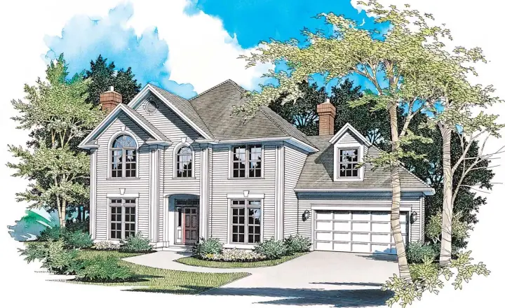 Colonial house plans 74-318 - front exterior, 2,449 sq ft, 4 bed, 2 bath house plans | Monster House Plans