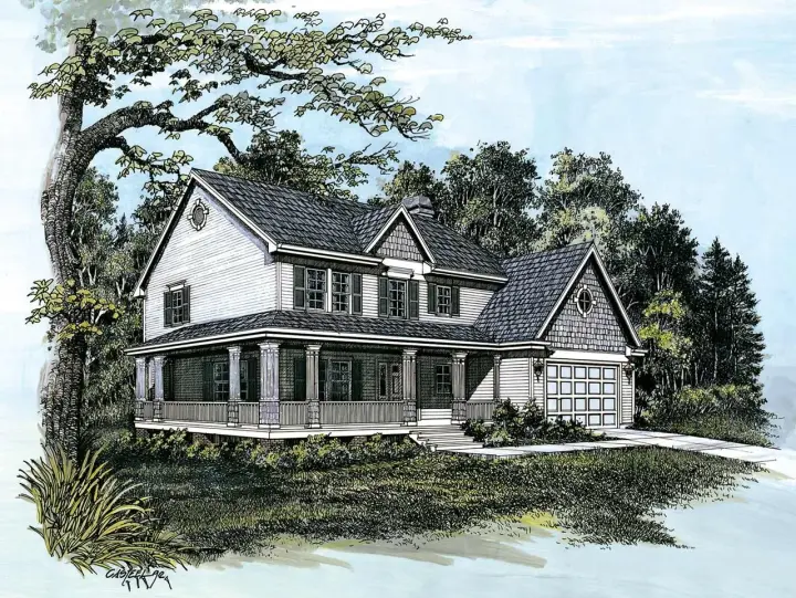 Traditional house plans 74-328 - front exterior, 2,127 sq ft, 4 bed, 2 bath house plans | Monster House Plans
