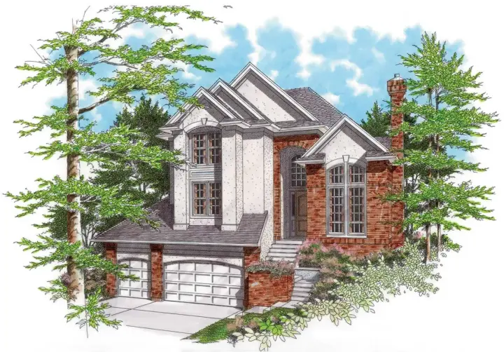 European house plans 74-338 - front exterior, 2,893 sq ft, 5 bed, 3 bath house plans | Monster House Plans