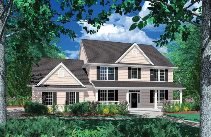 Country house plans 74-365 - front exterior, 3,088 sq ft, 4 bed, 2 bath house plans | Monster House Plans