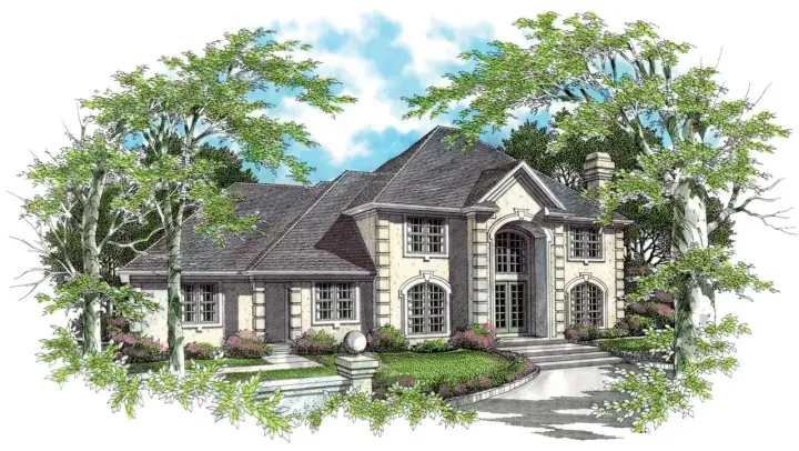 European house plans 74-370 - front exterior, 3,662 sq ft, 4 bed, 2 bath house plans | Monster House Plans