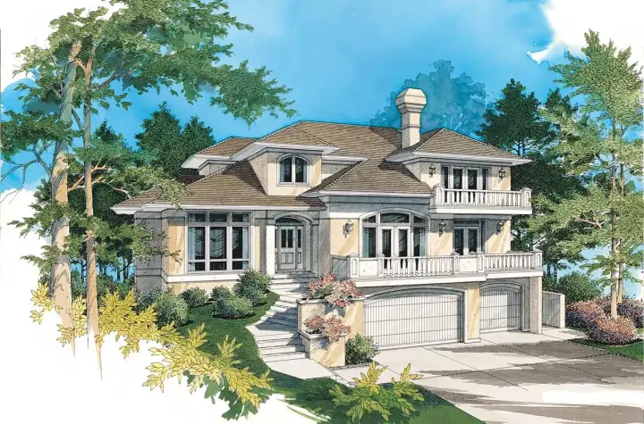 Contemporary house plans 74-372 - front exterior, 3,450 sq ft, 3 bed, 2 bath house plans | Monster House Plans