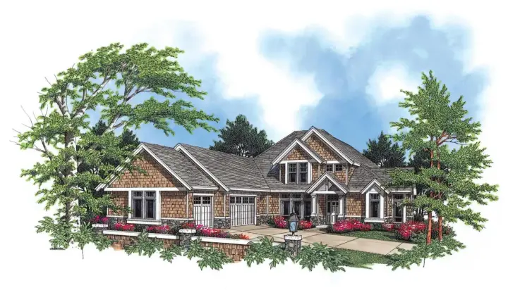 Craftsman house plans 74-378 - front exterior, 3,540 sq ft, 3 bed, 2 bath house plans | Monster House Plans