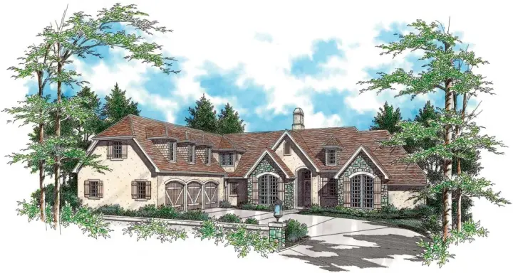 English Country house plans 74-382 - front exterior, 3,182 sq ft, 3 bed, 2 bath house plans | Monster House Plans