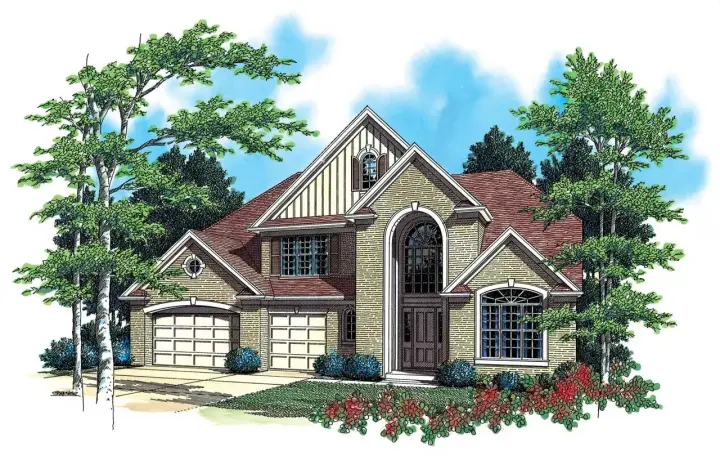 European house plans 74-386 - front exterior, 3,865 sq ft, 5 bed, 4 bath house plans | Monster House Plans