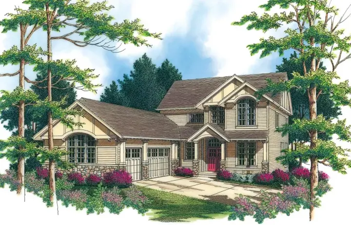 Craftsman house plans 74-387 - front exterior, 3,254 sq ft, 5 bed, 3 bath house plans | Monster House Plans