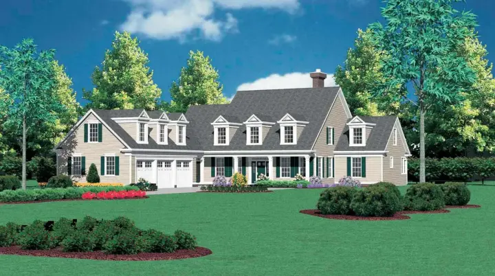Country house plans 74-389 - front exterior, 3,934 sq ft, 4 bed, 4 bath house plans | Monster House Plans