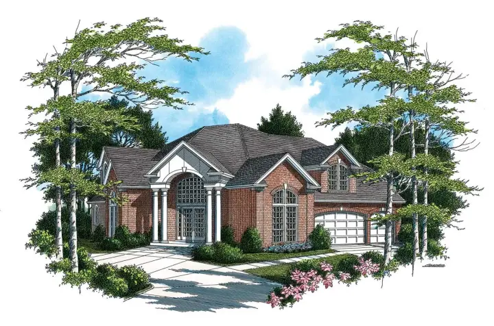 European house plans 74-390 - front exterior, 3,633 sq ft, 4 bed, 2 bath house plans | Monster House Plans